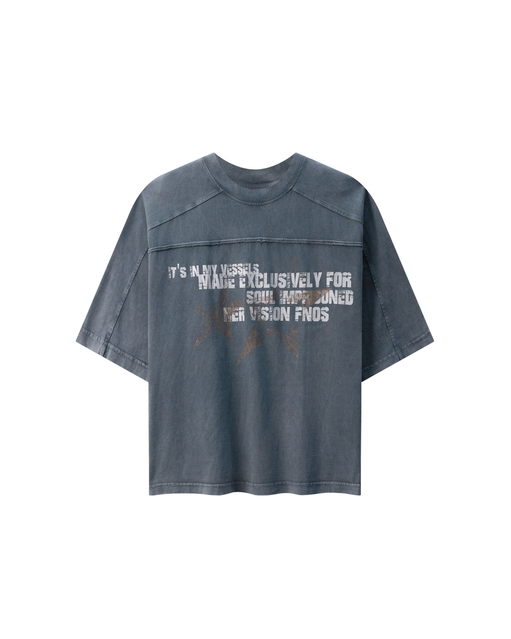 TWG32 - WASHED BOXY TEE WITH PRINTS AND PATTERNS - NAVY