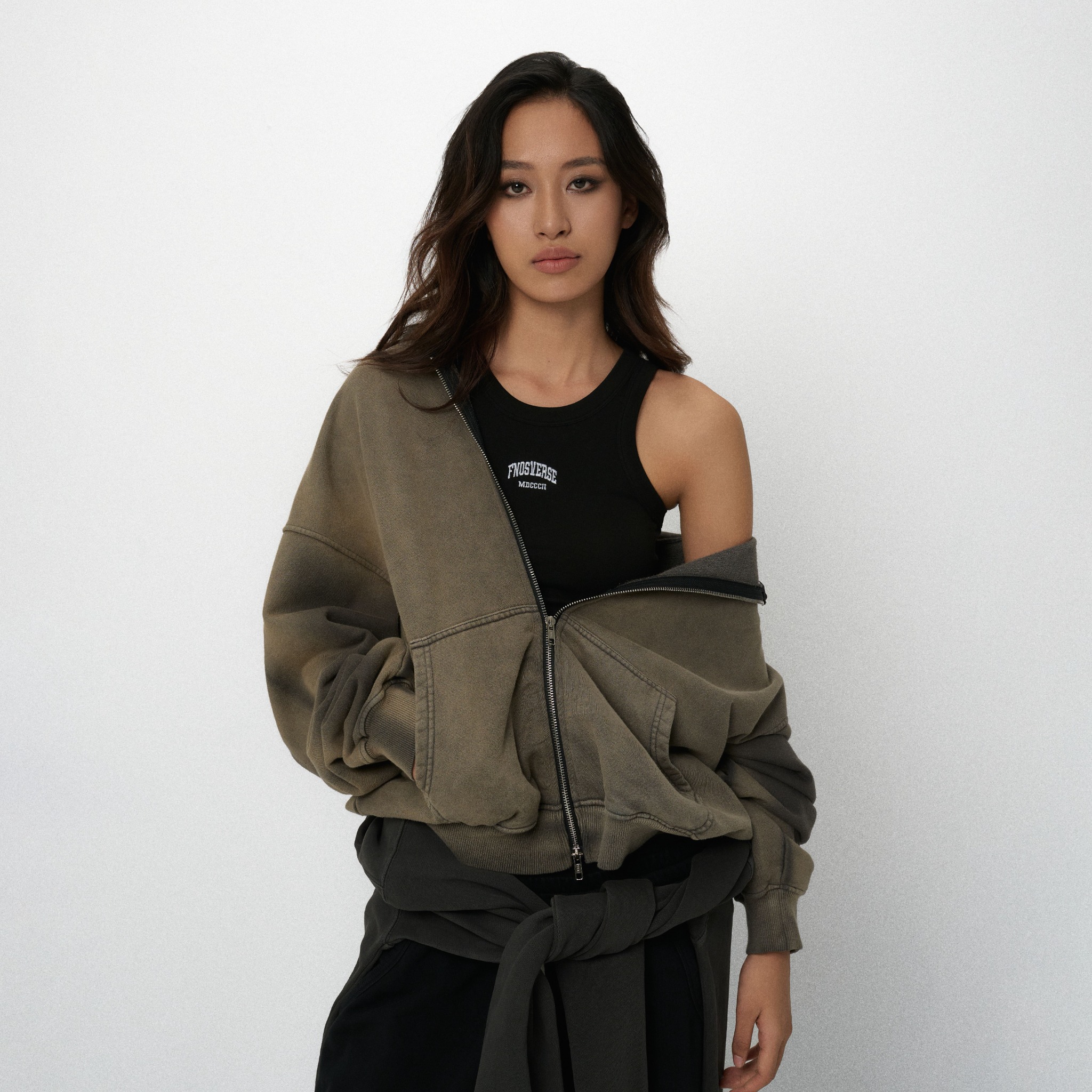 HD8 - 'INTROVERSE' DOUBLE ZIP HOODIE - SAND WASH