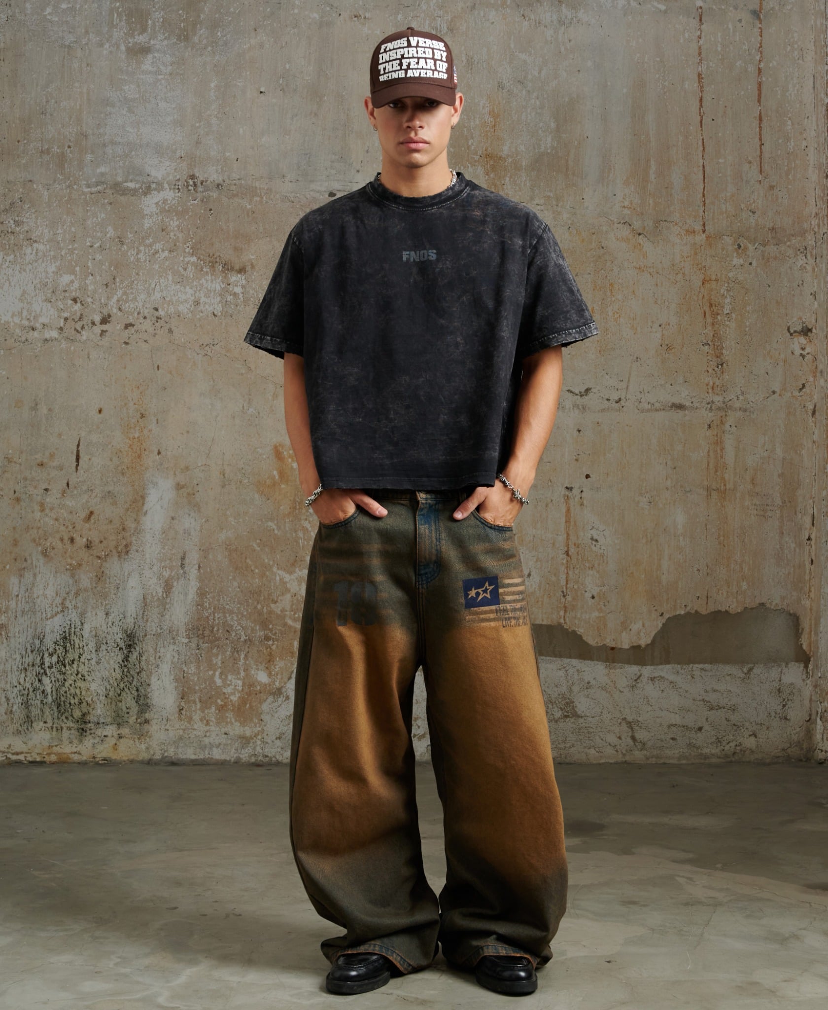 TSW15 - "FNOS" WASHED BOXY TEE - BLACK
