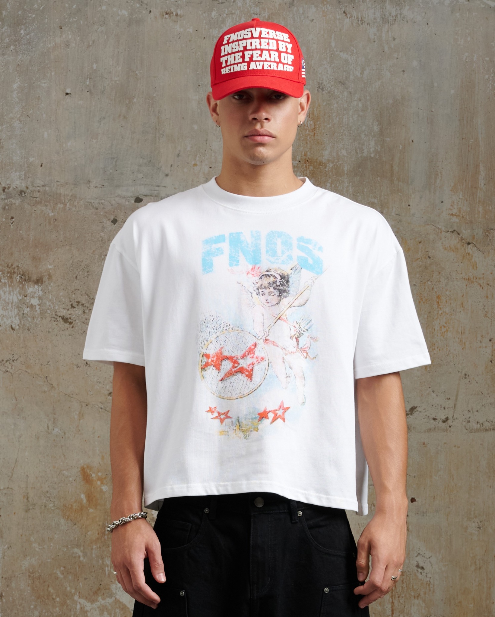 TSG52 - " FNOS " ANGEL PRINTED T-SHIRT - WHITE