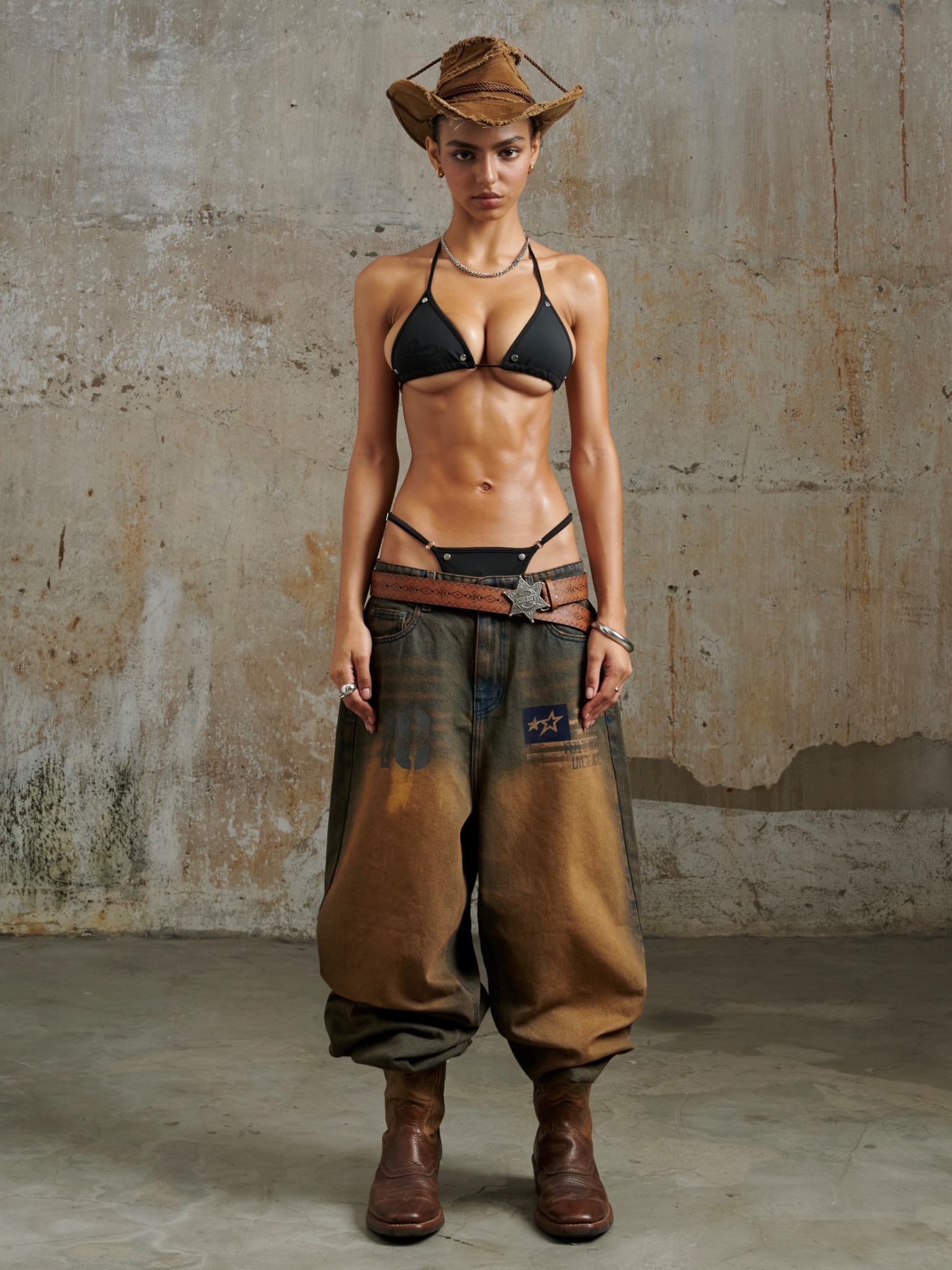 ERG21 - "FNOS" WASHED JEANS - RUSTED BROWN