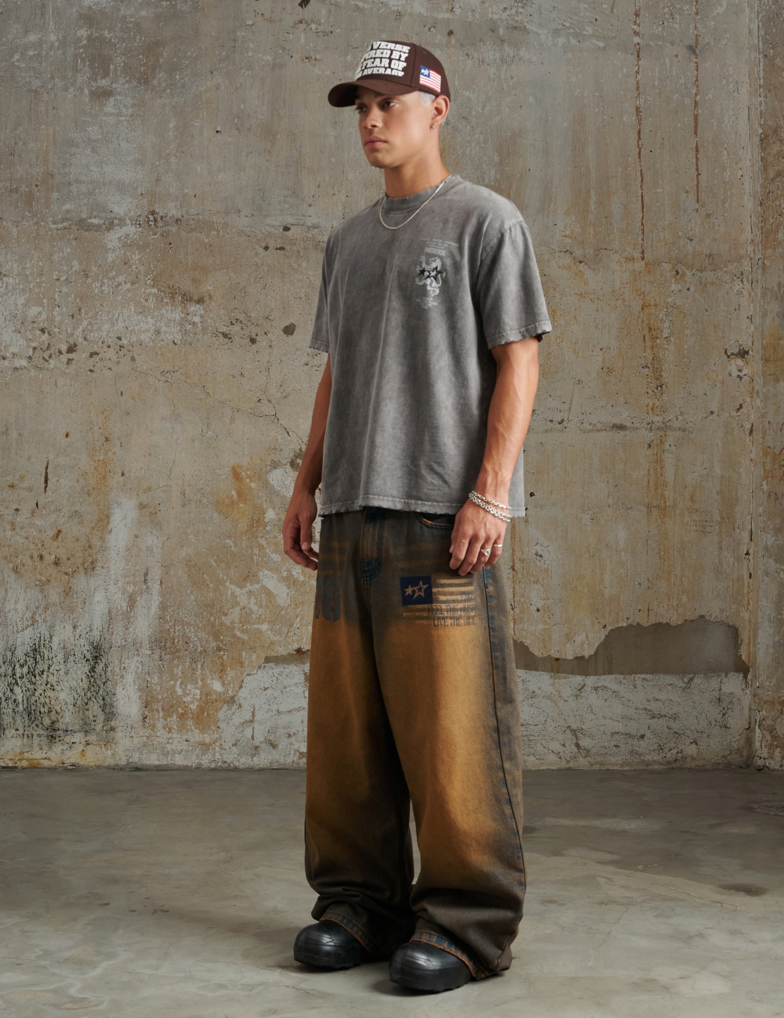 ERG21 - "FNOS" WASHED JEANS - RUSTED BROWN