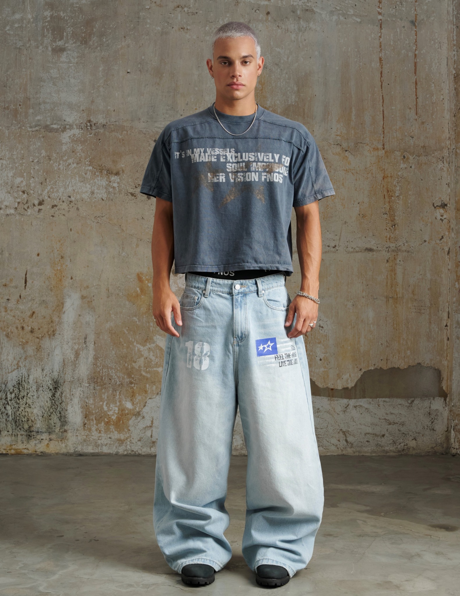 ERG22 - "FNOS" WASHED JEANS - LIGHT BLUE