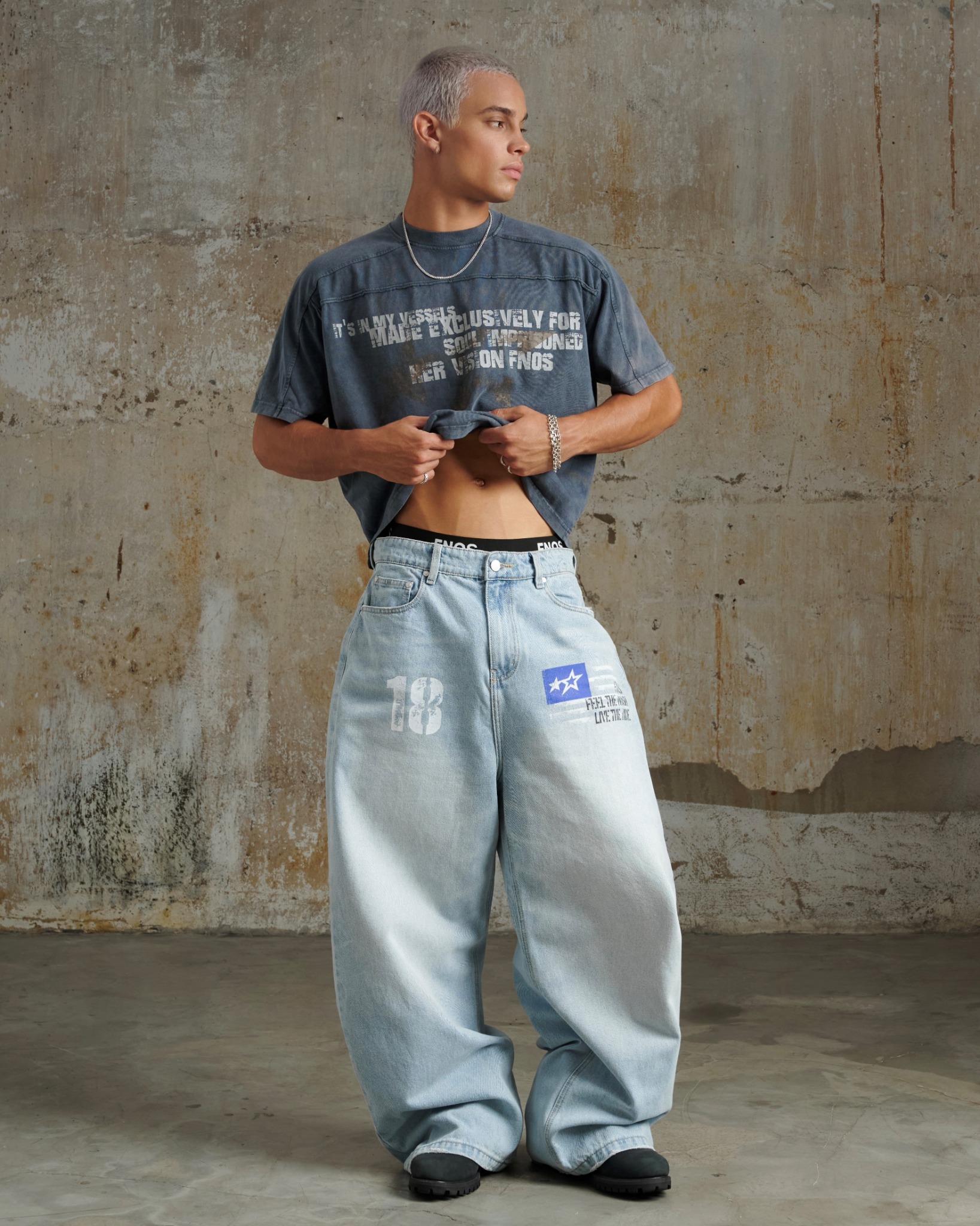 ERG22 - "FNOS" WASHED JEANS - LIGHT BLUE