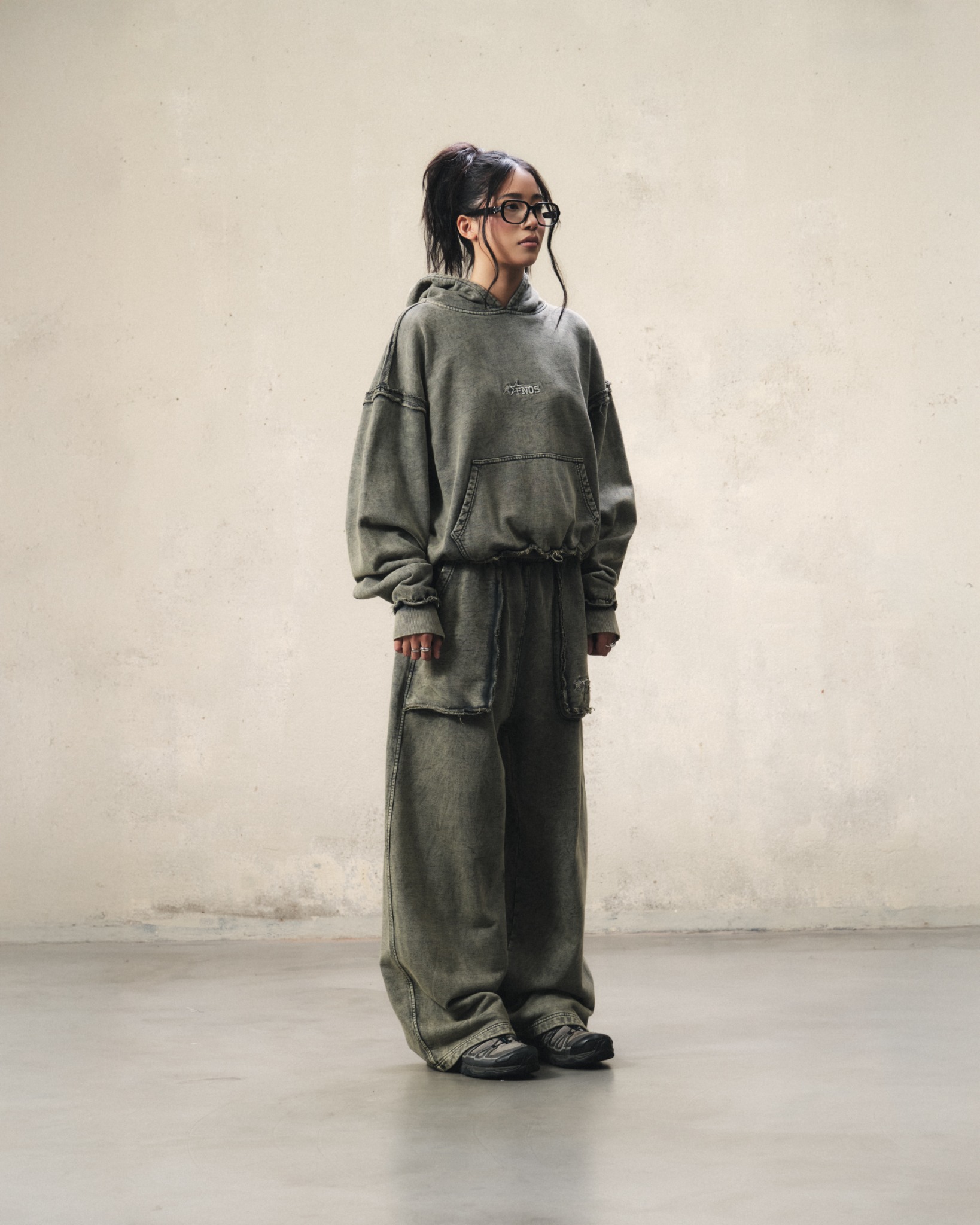 JGW4 - FNOS RÉVOLTE WASHED PANTS - OLIVE