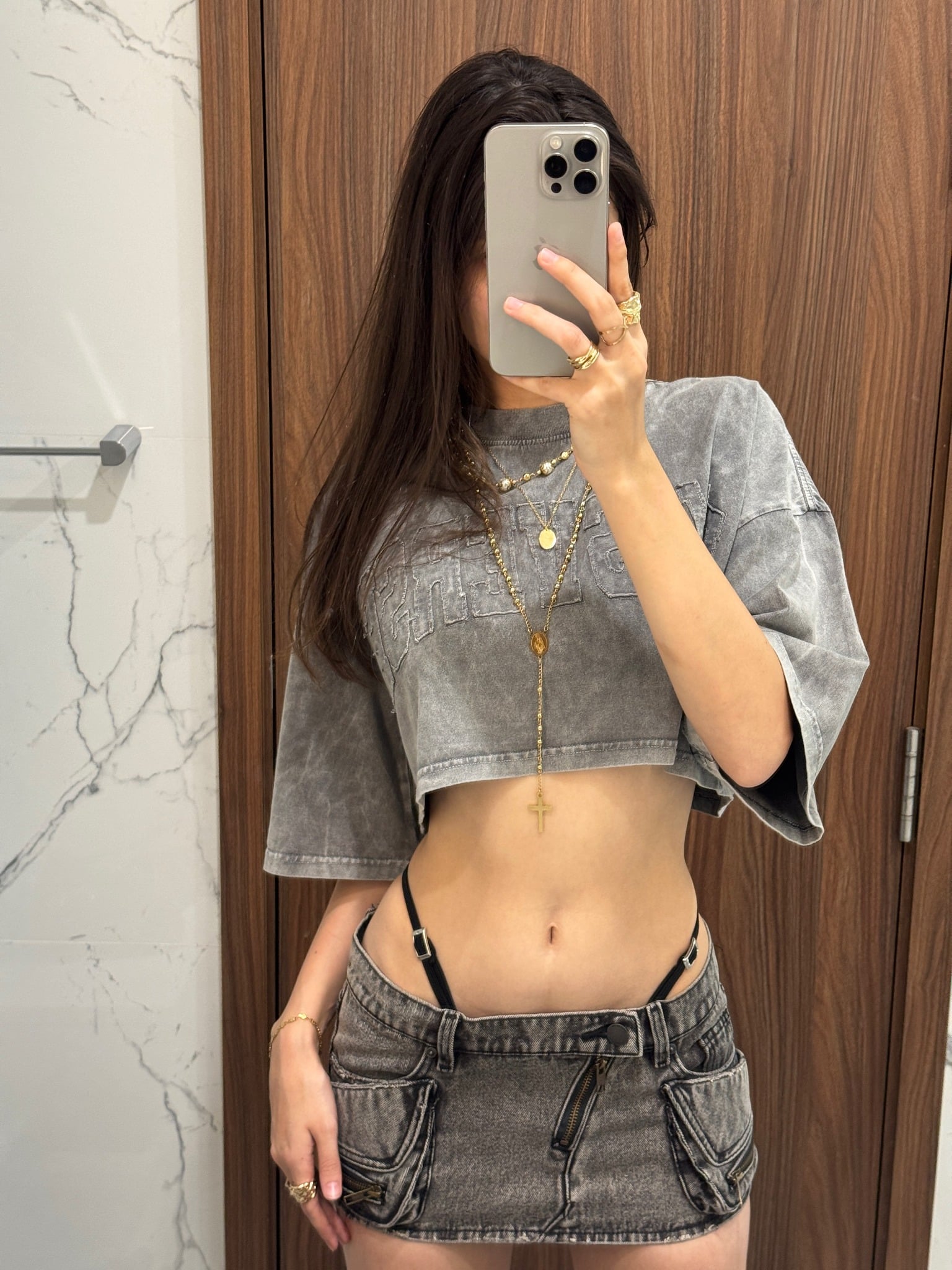 SKD2 - "FNOS" WASHED DENIM MINISKIRT - GREY