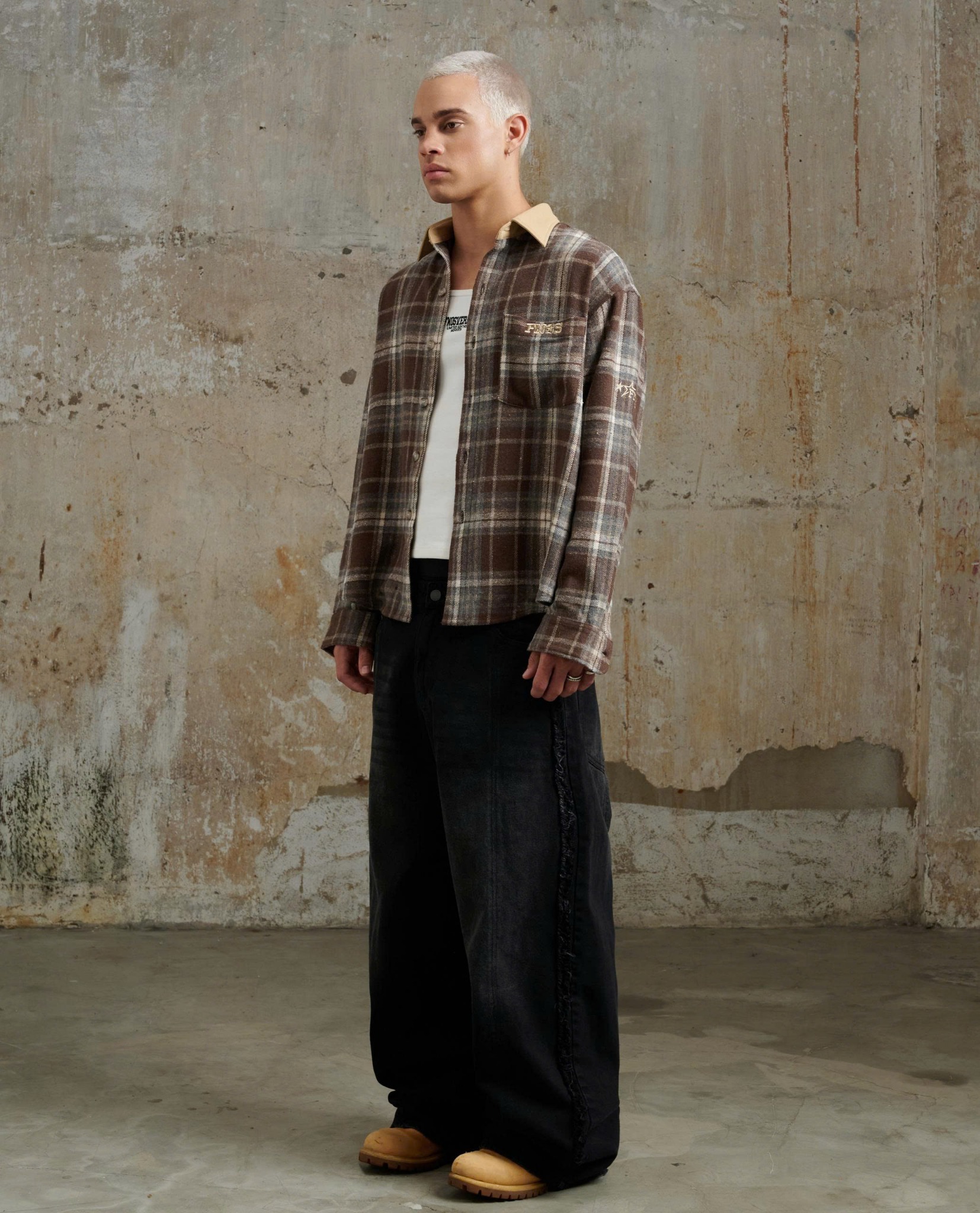 SH6 - "FNOS" FLANNEL CHECKED SHIRT - BROWN