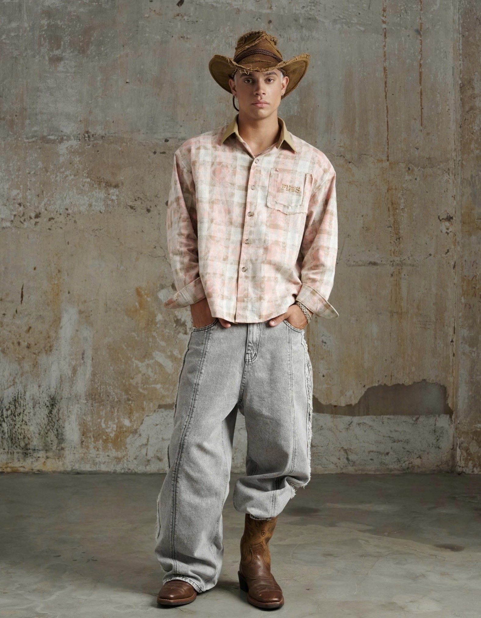 SH7 - "FNOS" FLANNEL CHECKED SHIRT - PINK
